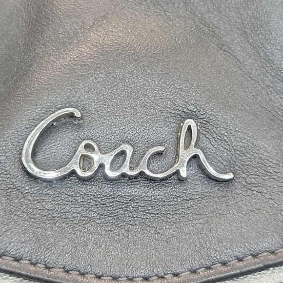 Authentic Coach Ashley gathered satin satchel gray shoulder handbag F20084 - Picture 4 of 13